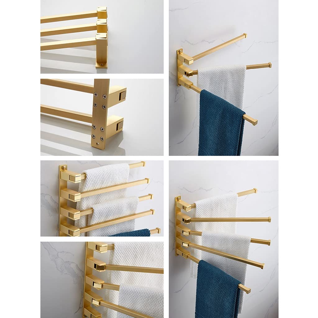 Juego de toallero y rieles de latón con barra de toalla, soporte para cepillo de inodoro, organizador de pañuelos para baños modernos y ahorro de espacio eficiente