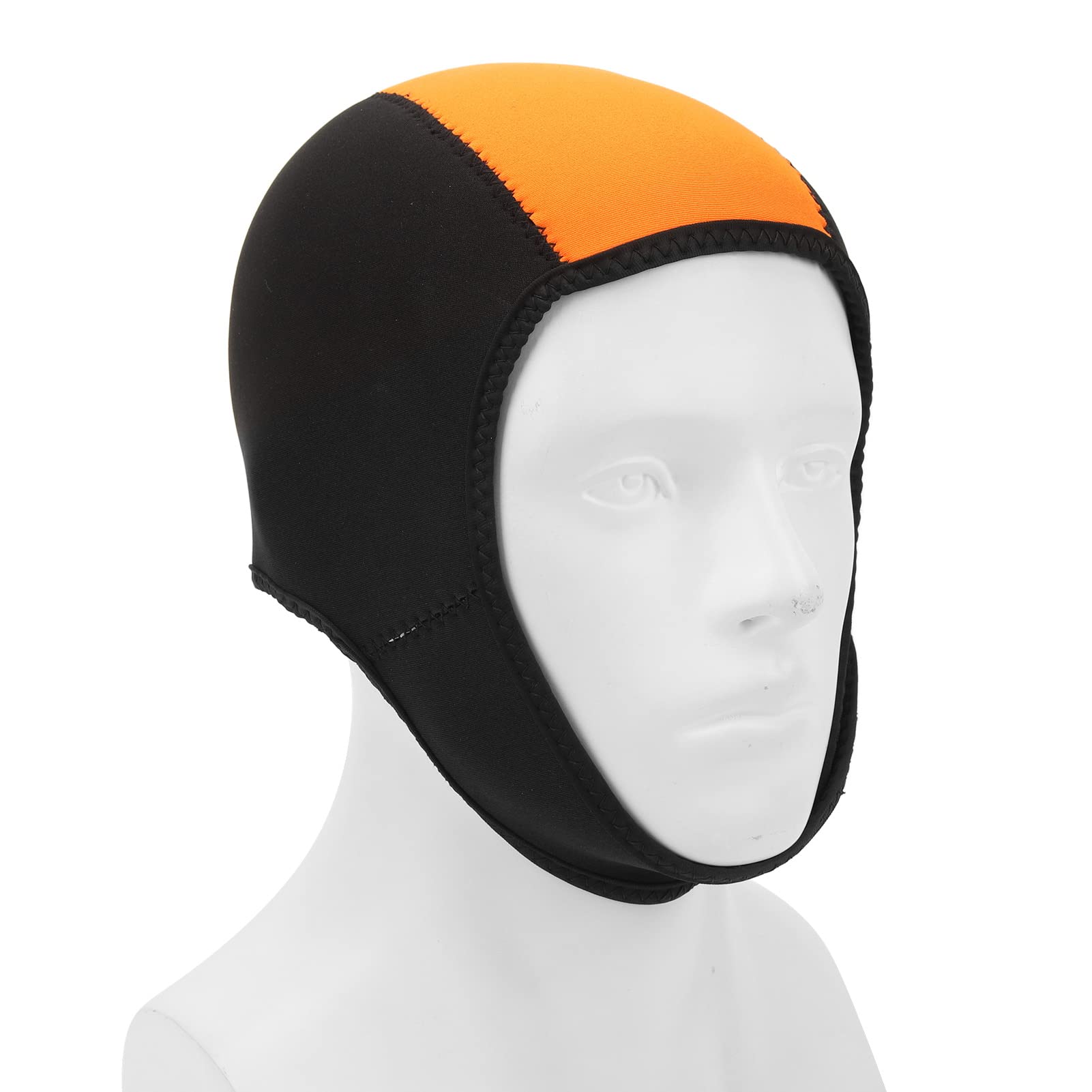 Wetsuit Hood Thermal, Neoprene Scuba Diving Hood Cap, Swim Surf Diving Hood Sun UV Protection Quick Drying for Men Women (Black Orange)