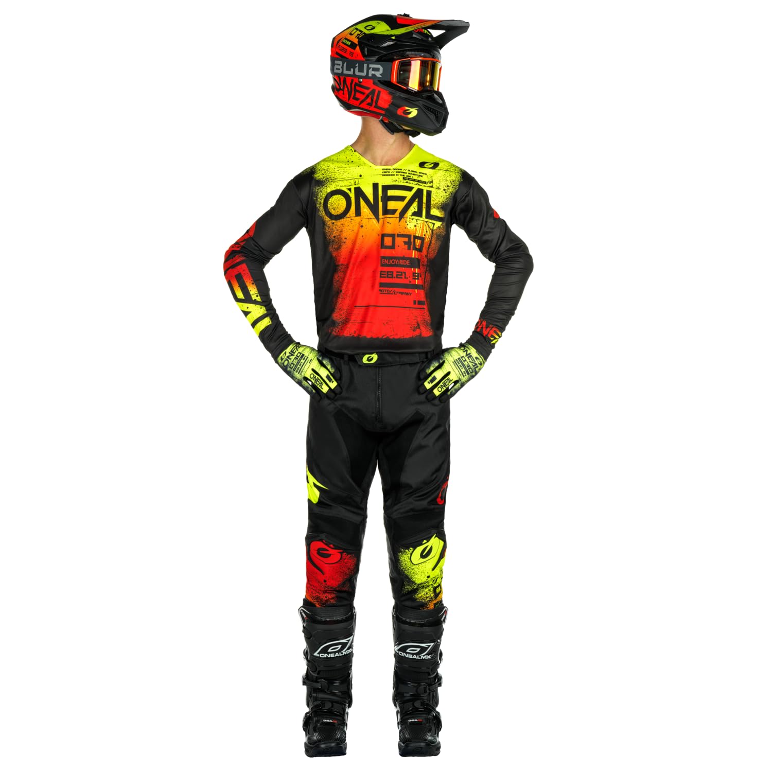 O'NEAL | Motocross-Hose | Enduro Motorrad | Strapazierfähige Denierstoffe, Mit großer Bewegungsfreiheit, Athletische Passform | Pants Mayhem Scarz V.24 | Erwachsene | Schwarz Rot | Größe 36