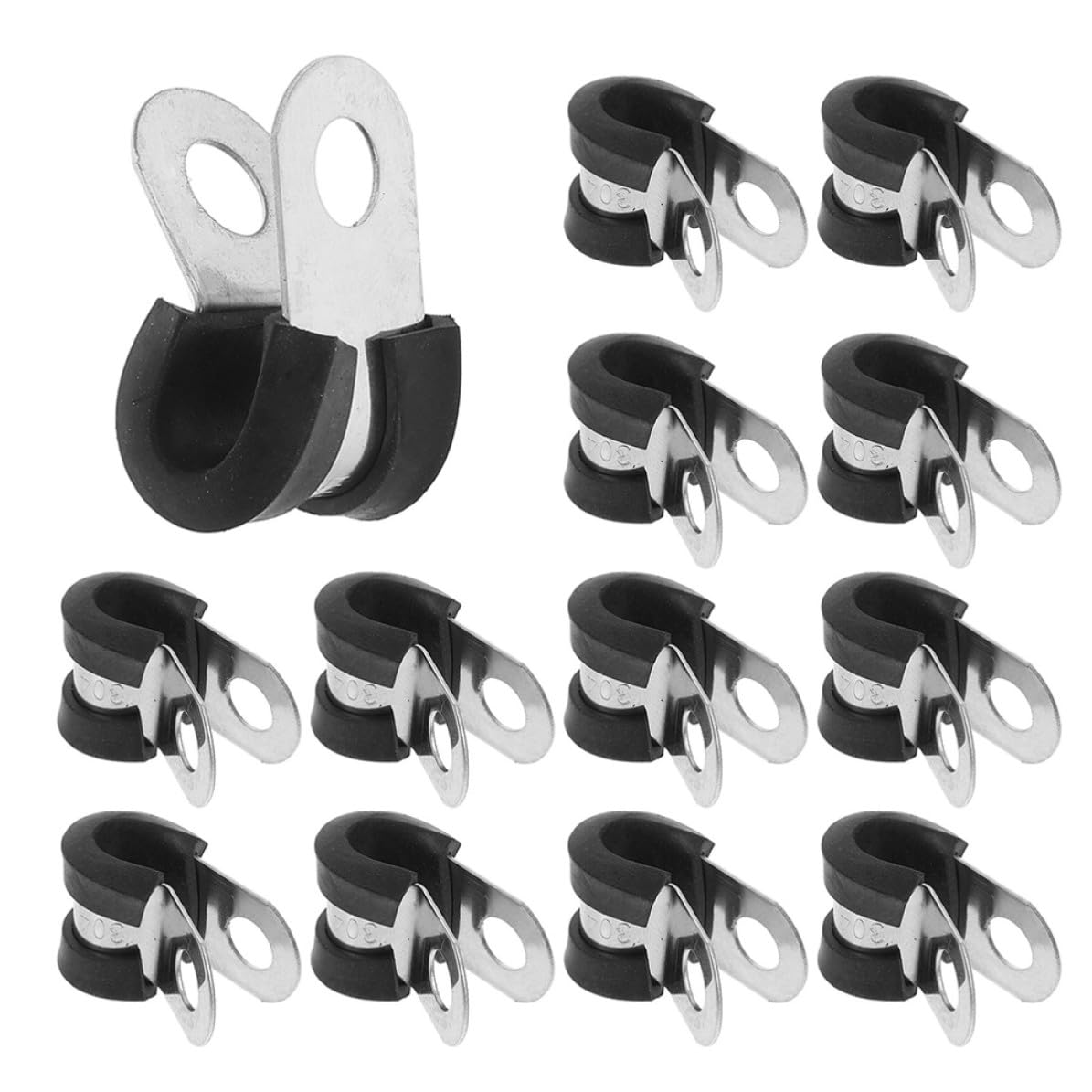 Operitacx 200 Stück Edelstahl R-förmige Kabelklemmen für 8mm Kabel, 6,