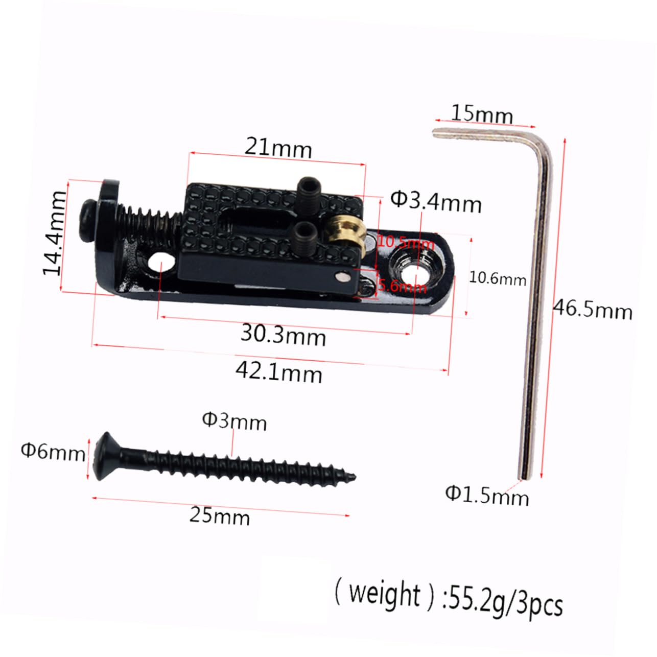 Totority Guitar Parts Bass Guitar Bridge Smooth Surface Metal Construction Easy Installation Black Ga1204