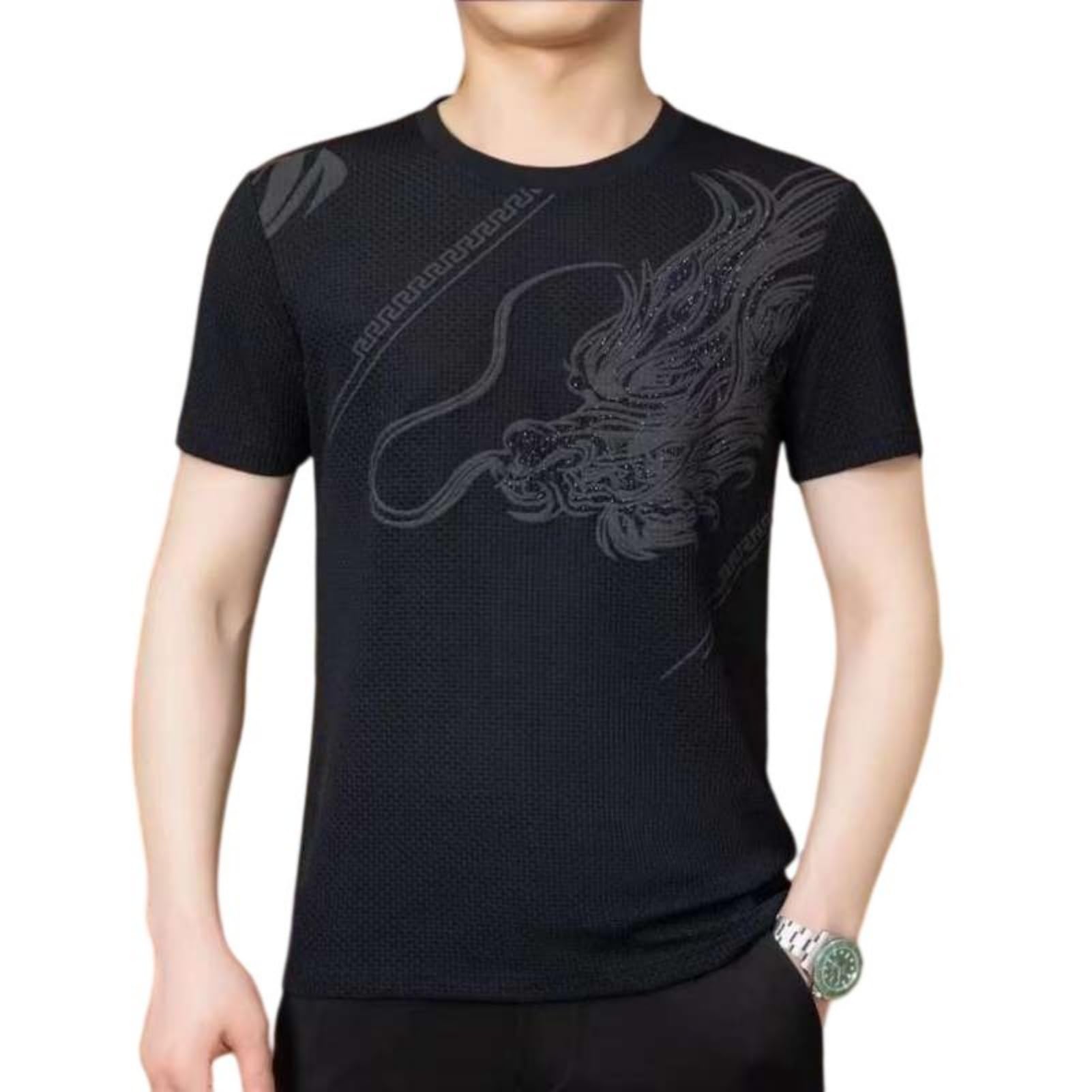 Maglietta da uomo a maniche corte in tessuto jacquard a rete a maniche corte, vestibilità larga, per allenamento, corsa, abbigliamento all'aperto
