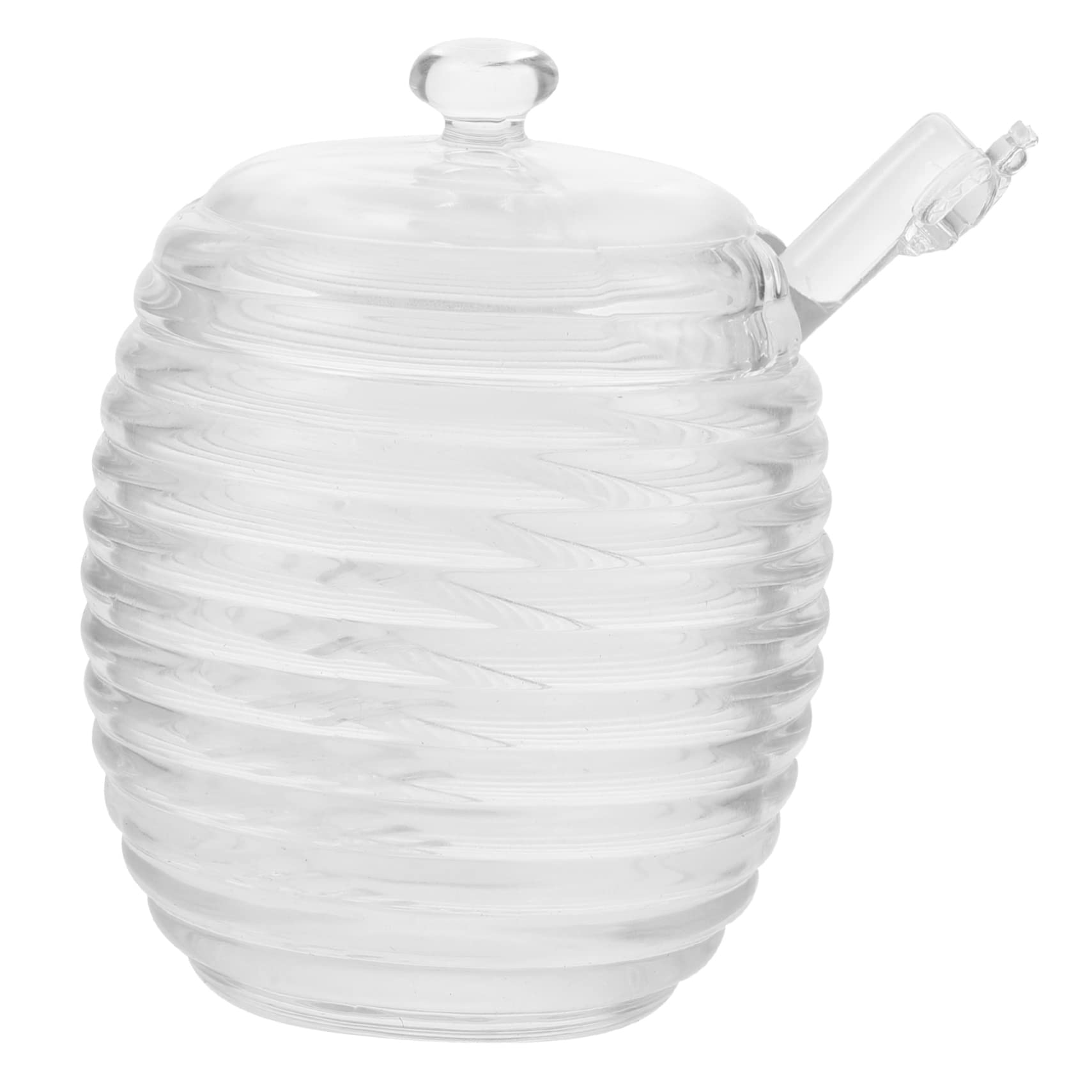 Ciieeo Press Type Honey Jar Honey Pot Stirrer Glass Honey Dispenser Honey Storage Set Beehive Jar for Home