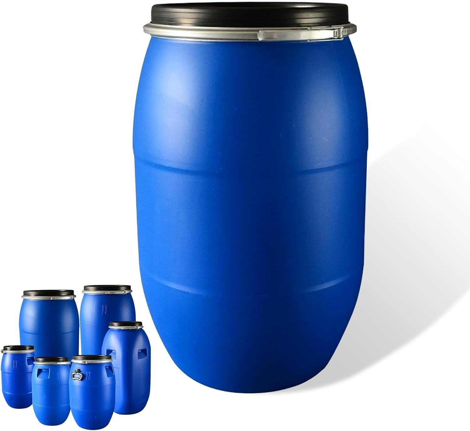 Fût en Plastique Bleu avec Couvercle - Réservoir Hermétique De Stockage Et De Transport Deau, Idéal pour La Collecte Deau De Pluie, Conteneur Durable Et Polyvalent
