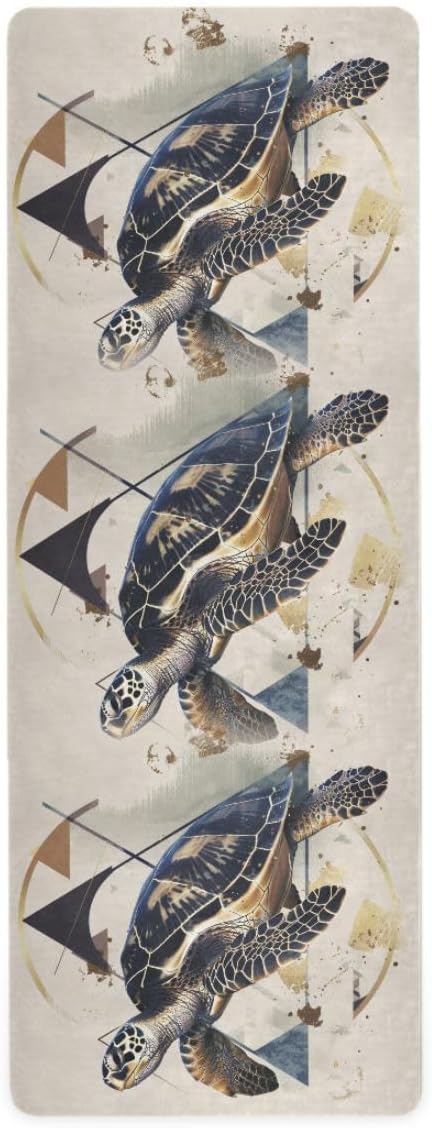 ALAZA Turtle Circles Triangles Yoga Mat Non Slip Fitness Exercise Mat, Workout Mat for Yoga, Pilates and Floor Exercises