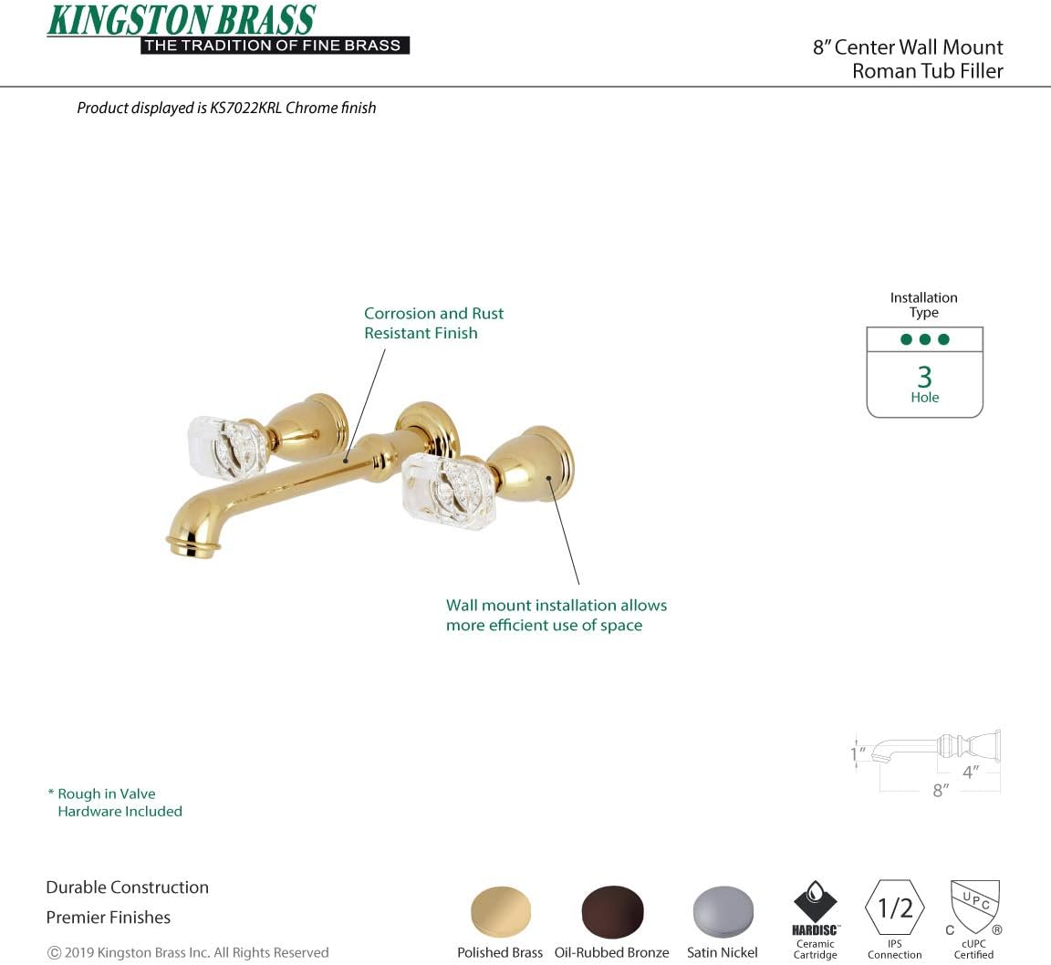 Best Quality 🔥 Kingston Brass KS7022KRL Krystal Onyx Roman Tub Faucet, 10-7/16 in Spout Reach, Polished Brass Up To 40% OFF Kingston Brass KS7022KRL Krystal Onyx Roman Tub Faucet, 10-7/16 in Spout Reach, Polished Brass