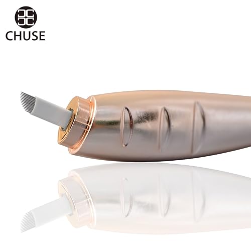 CHUSE M66 12 - Bolígrafo de microblading desechable con microcuchillas estériles (dorado)