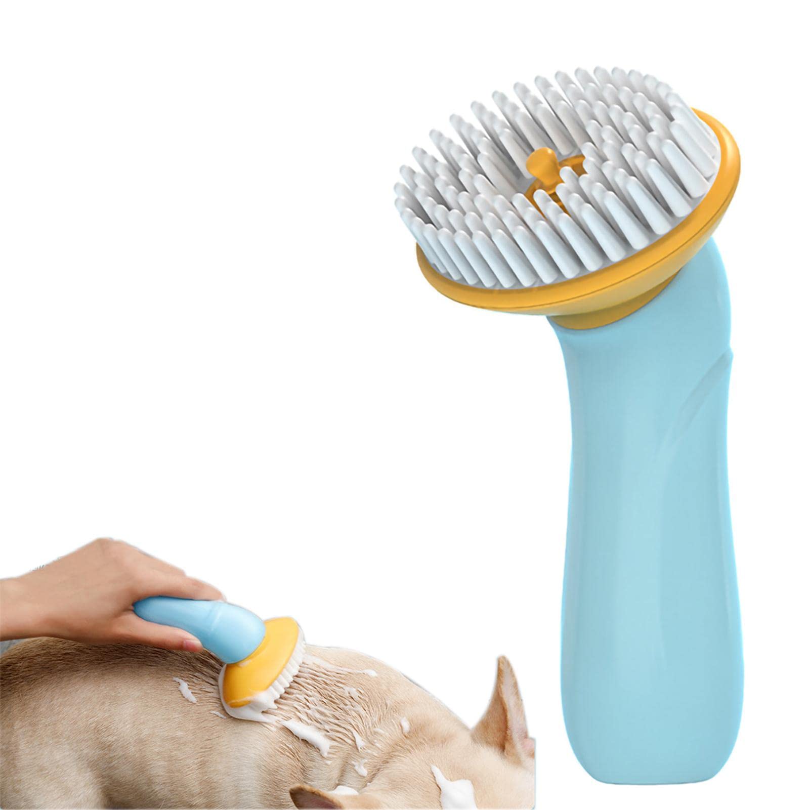 Cepillo de baño para perros Cepillo de masaje para baño de mascotas para perros y gatos Cepillos de masaje para mascotas para muda y aseo del cabello Cepillos para animales Dispensador de champú para