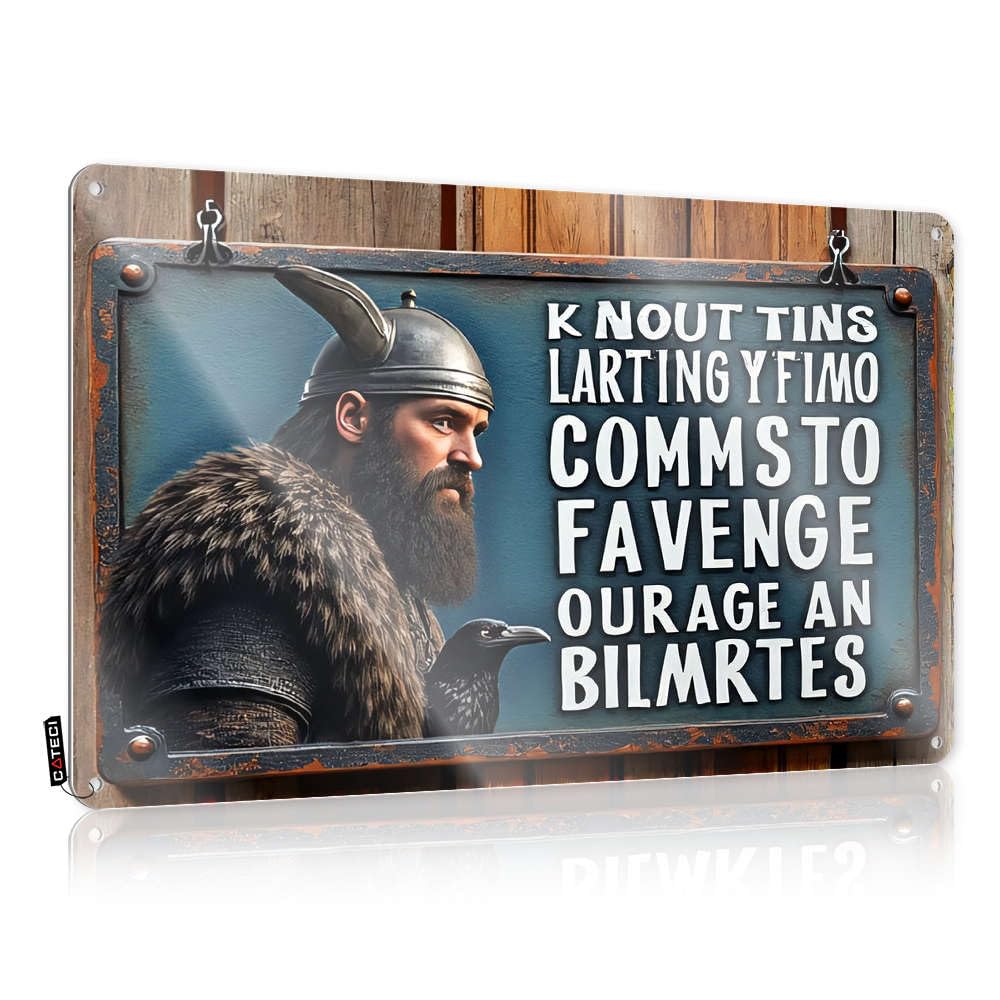 Bar Decor For Home Viking'S Runic Message: Strength And Honor Tin Sign Man Cave Tin Sign Tin Signs(20X30CM)
