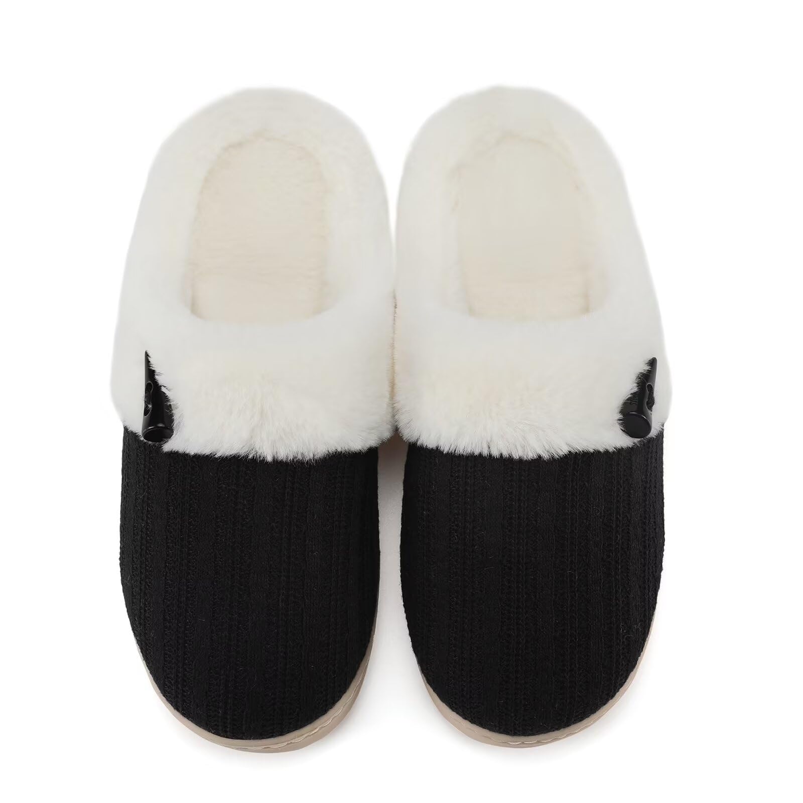 NineCiFunWomen's Slip on Fuzzy House Slippers Memory Foam Slippers Scuff Outdoor Indoor Warm Plush Bedroom Shoes with Faux Fur Lining
