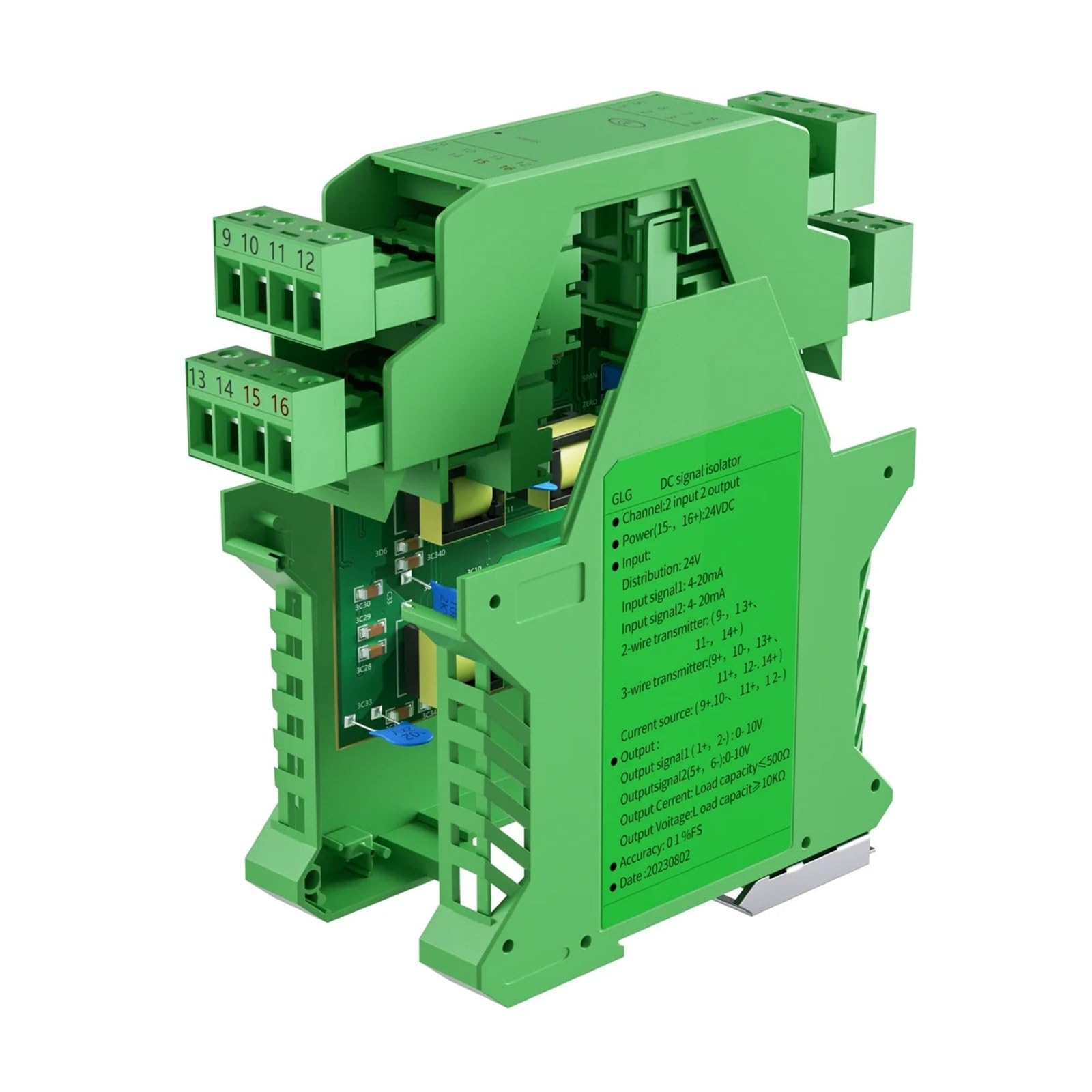VDOQTLJT Signal Isolator Power Current Transmitter 4-20mA to 0-10v Distribution Splitter 420ma Analog Isolation(0-10V-INPUT 4-20MA-DC24V)