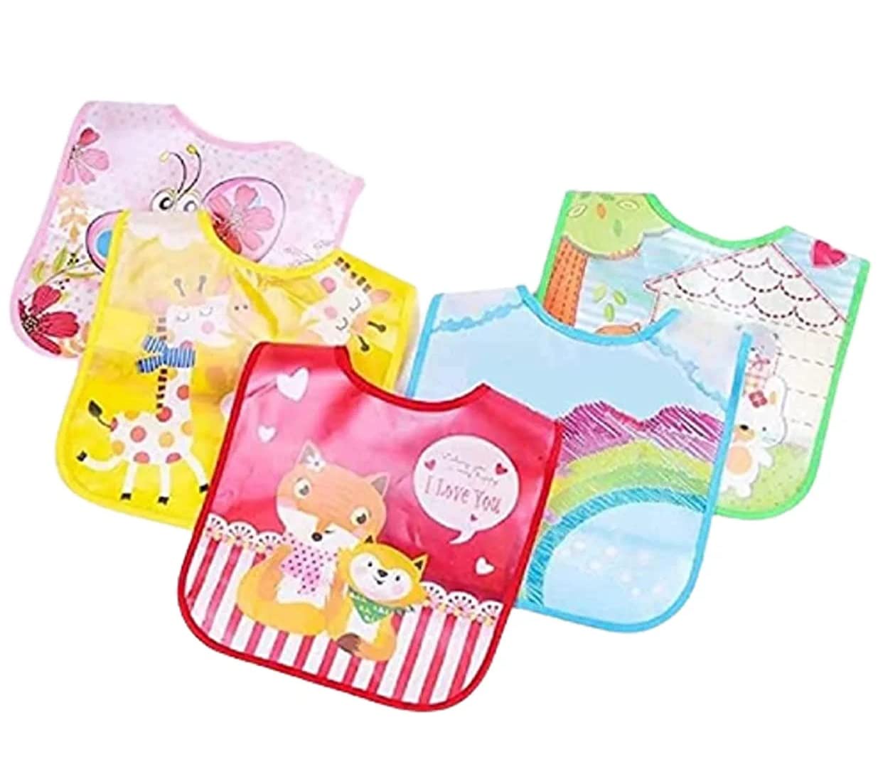 BabyGo Plastic button Waterproof Baby Apron with Bib For New Born baby & Toddler, Unisex, Bib Set For Baby Boys & Girls Set of 5 Clothes-picture-14
