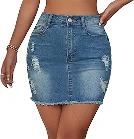 Saia jeans feminina elástica casual cintura alta saia curta fofa evasê mini lápis Skrit