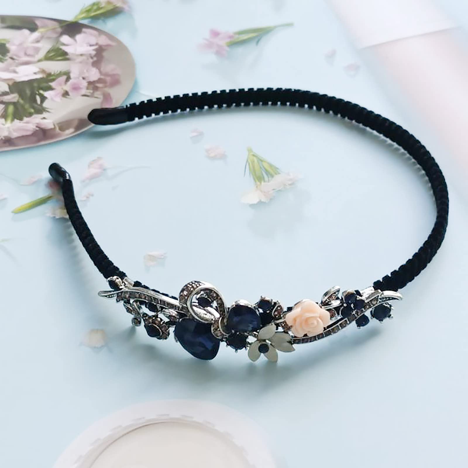 Bloem Parel Strass Hoofdband voor Vrouwen Vintage Boog