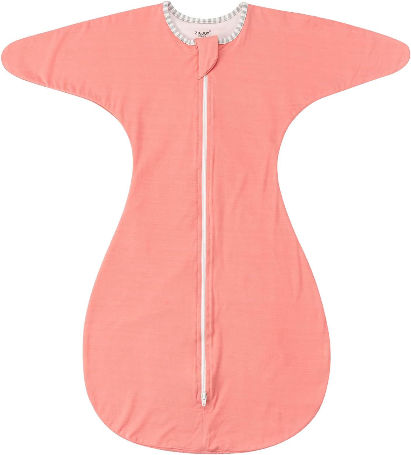 ZIGJOY Shark-Fin Transition Swaddle - Long Sleeves Baby Sleeping Bag Bamboo Swaddle Wearable Blanket with 2 Way Zipper