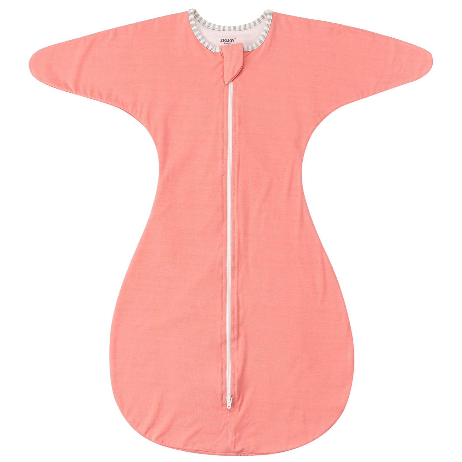 ZIGJOY Shark-Fin Transition Swaddle - Long Sleeves Baby Sleeping Bag Bamboo Swaddle Wearable Blanket with 2 Way Zipper