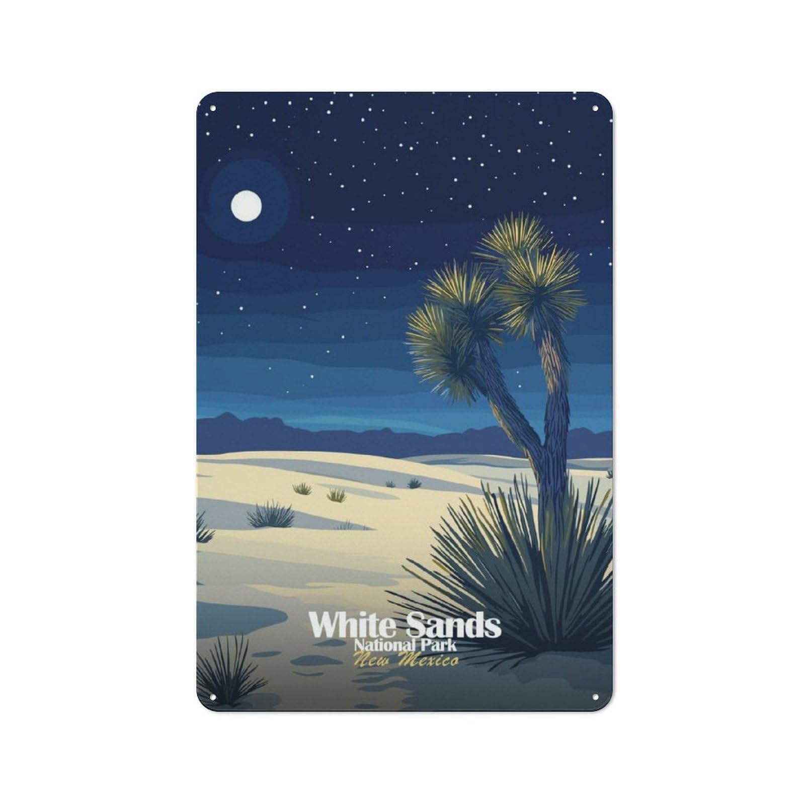 Junmoney White Sands National Park Tin Wall Plaque 30X20cm With For Studio Or Craft Room, For Cooler-Season Styling In Studio And Craft Room