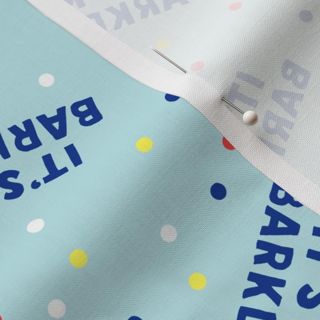 Spoonflower Fabric - Barkday Blue Dog Puppy Birthday Pet Rescue Dogs Printed on Petal Signature Cotton Fabric by The Yard - Sewing Quilting Apparel Crafts Decor