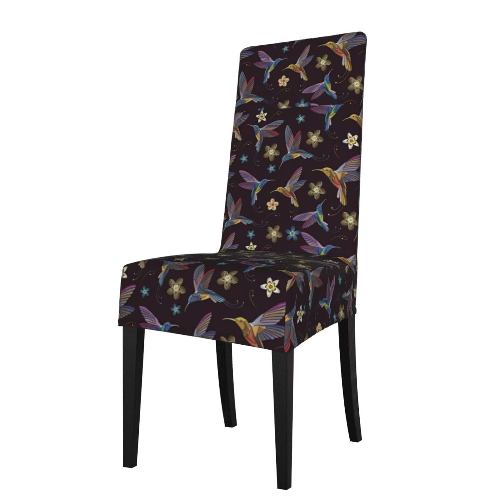 YYHHAOFA Flower Hummingbirds Embroidery Prints Protection Cover for Dining Chair - Stretch Slipcovers, Easy Refresh for Your Dining Room & Event Decor