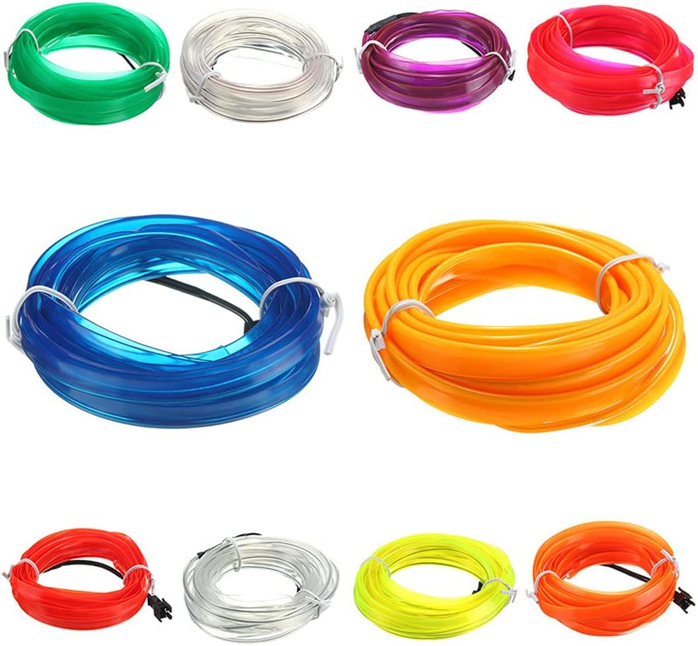 EL Wire Interior Car LED Strip Lights, LEDCARE USB Neon Glowing Strobing Electroluminescent Wire Lights with 6mm Sewing Edge, Ambient Lighting Kits for Car, Garden, Decorations (5M/15FT, Blue) : Automotive