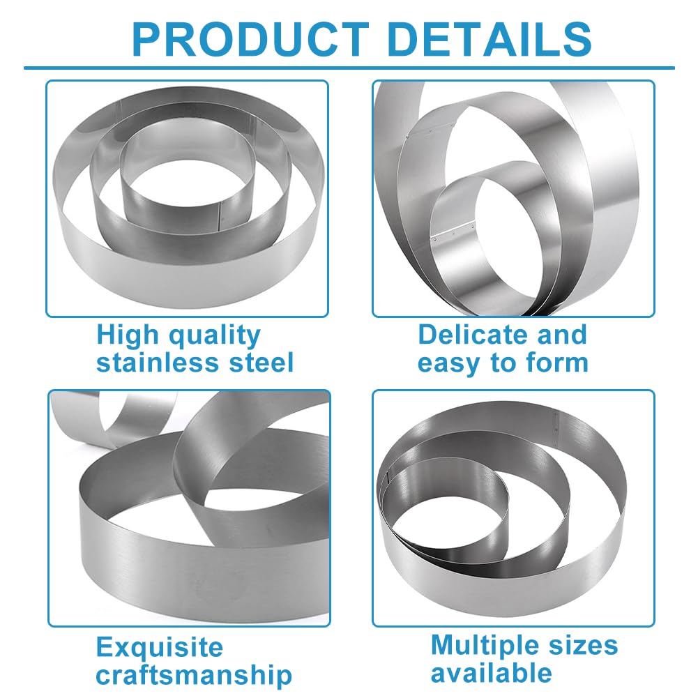 3 PCS Cercles à Gâteau Ronds Avec 1 Spatule à Glaçage