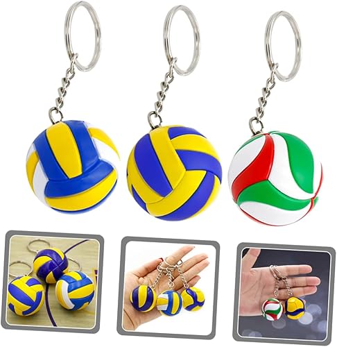 Miniatura 2 de Veemoon 3 llaveros de voleibol para niños, llaveros para mochilas, accesorios de mochila, llaveros de voleibol, adorables llaveros de voleibol,