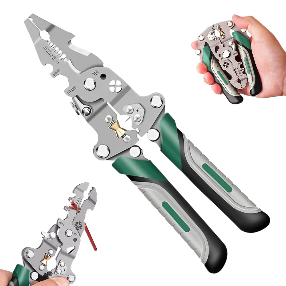 18 In 1 Foldable Wire Stripper,Multifunctional Foldable Wire Stripper Electrical Pliers,For Cutting And Pulling Wires Cable Scissors (A)
