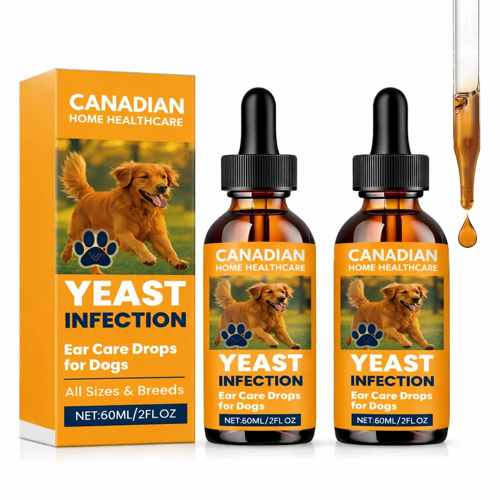 [2-Pack] Clinical Yeast Infection Treatment for Dogs for Cats & Dogs - Canadian Vet-Strength Dog Ear Cleaner Infection - Ear & Skin Itch Relief, with Probiotics for Pets (A Canadian Company)