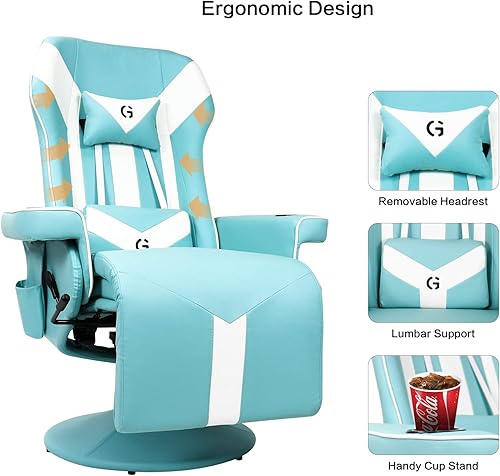 Miniatura 4 de King Throne - Silla ergonómica para videojuegos, respaldo alto, silla reclinable giratoria con reposapiés, respaldo ajustable, reposacabezas,