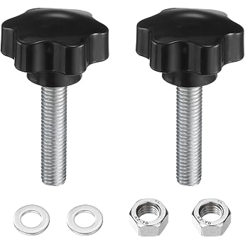 QUARKZMAN Pack of 2 Star Grip Screws M12 x 50 mm with Nuts Washers Star Handle Knurled Screw Galvanised Carbon Steel 48 mm Star Grip Nut Clamping Lever for Machine Device
