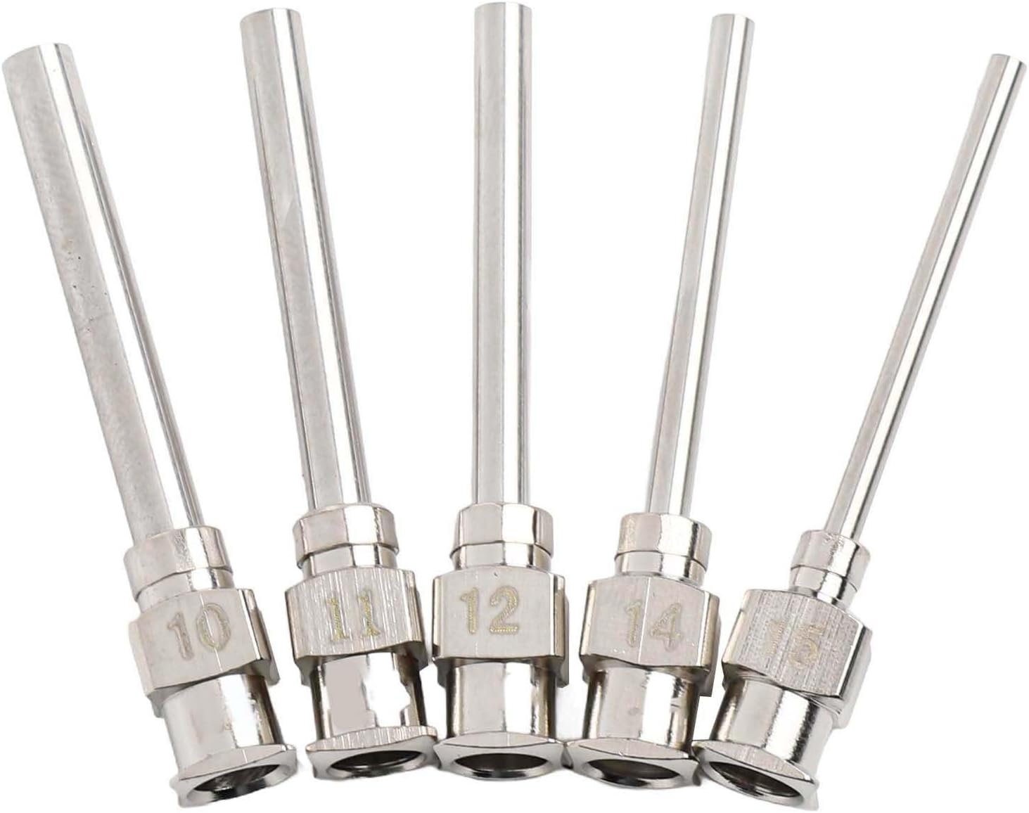 Steel Dispensing Machine Needle 25mm 1 Inch Glue 10-15G Fluid Tip Silver 5 Pack