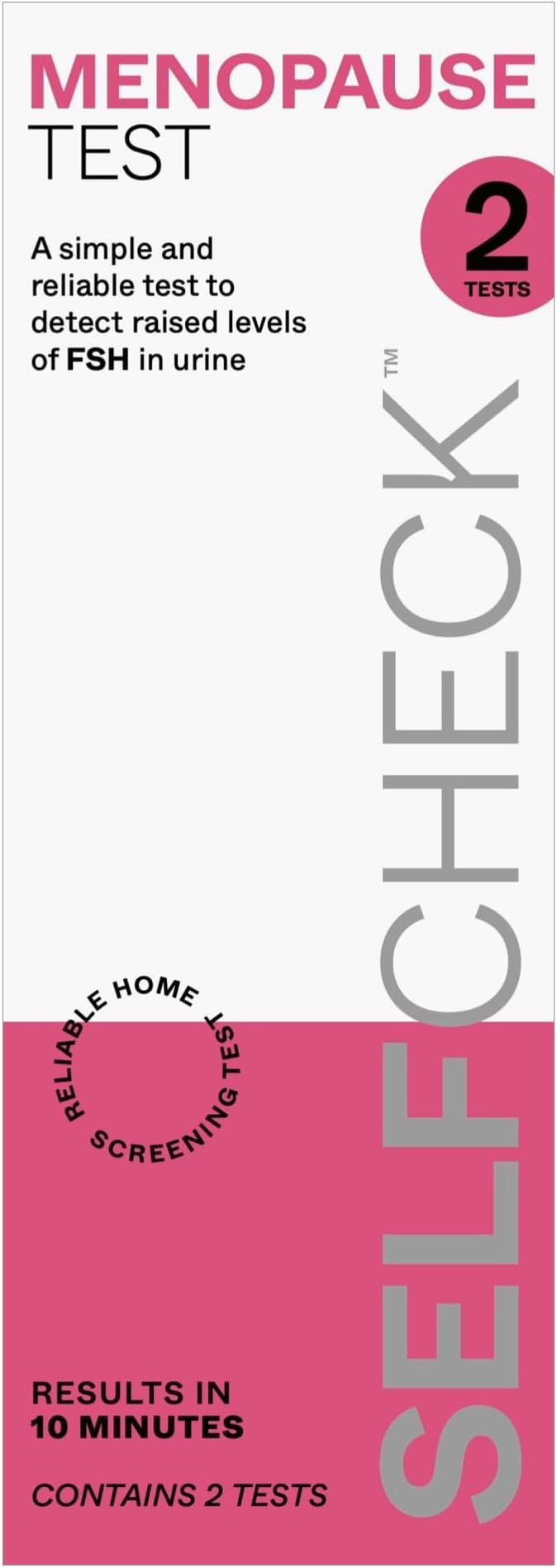 SELFCHECK Menopause Test – 2 Home Tests Included, Freephone Customer Help Line, Results in 10 Minutes