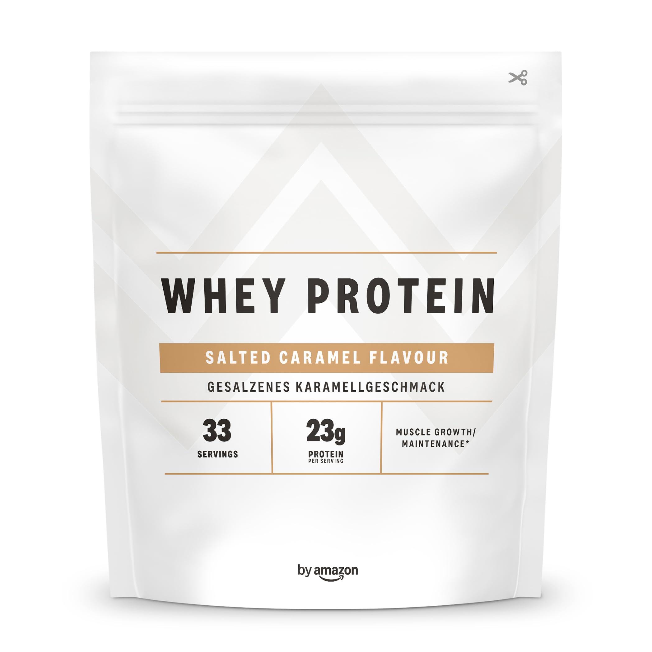 by Amazon - Whey Protein 1kg - Salted Caramel Flavour, (Previously a AMFIT brand, same product)