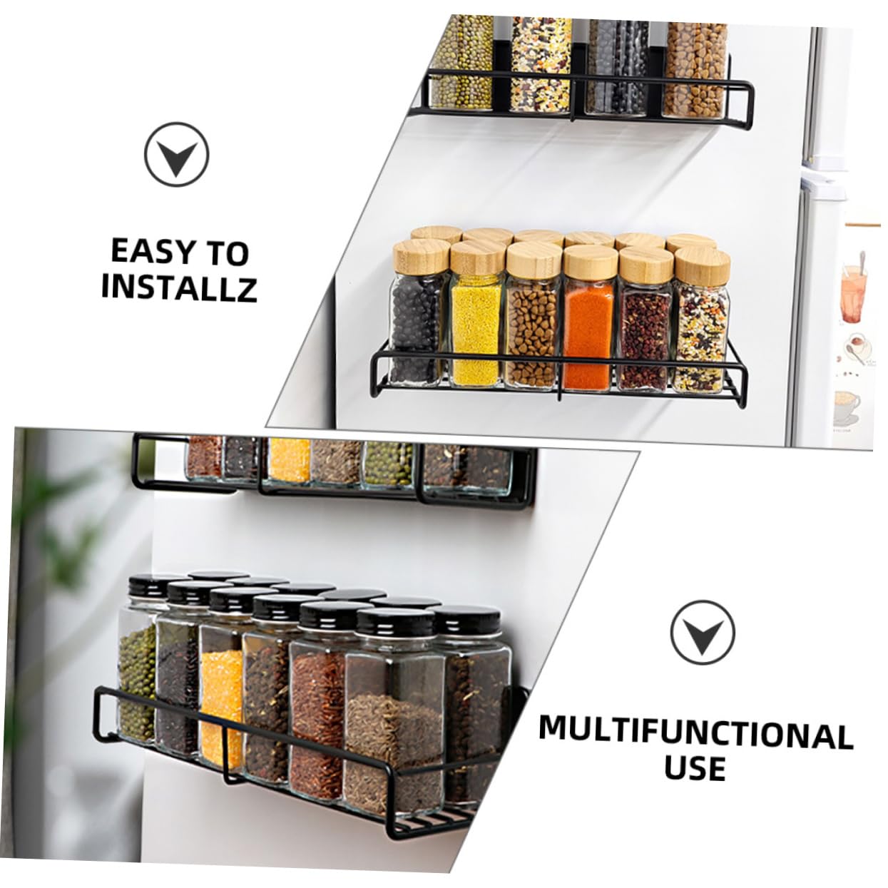 Cabilock 2pcs Magnetische Gewürz Rack Kühlschrank Magnetische Gewürz Racks Organizer für Küche Kühlschrank