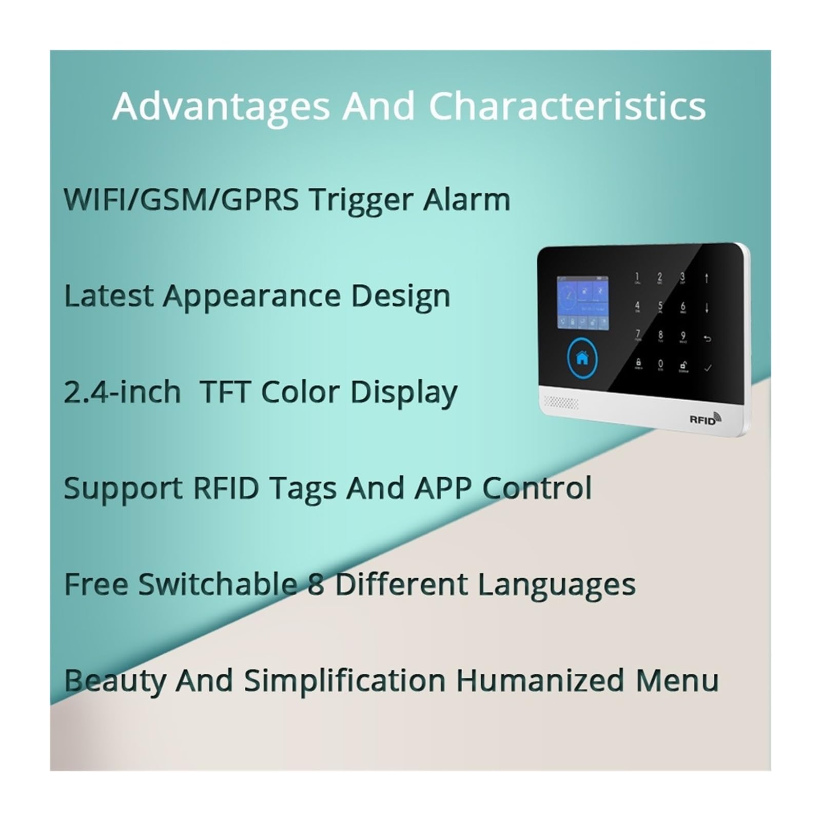 De alarma de seguridad for el hogar GSM App Control Kit de alarma antirrobo con sensor de puerta Para Villas y Almacenes(W2B Bundle 10)