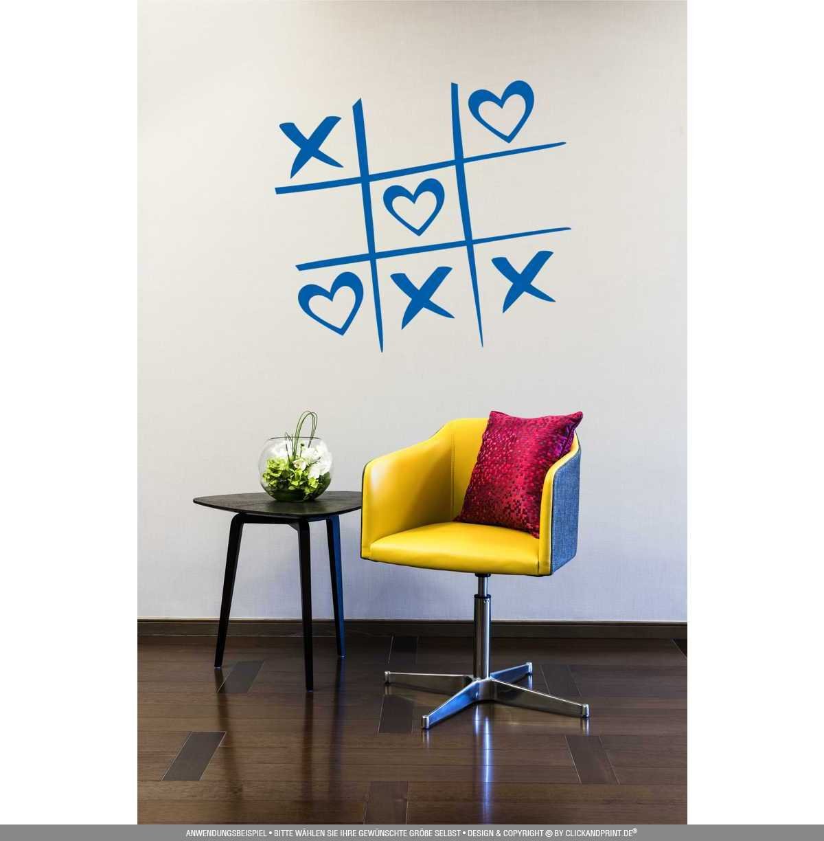 Aufkleber » Tic Tac Toe, 130x119,1cm, Enzian • Wandtattoo / Wandaufkleber / Wandsticker / Wanddeko / Vinyl