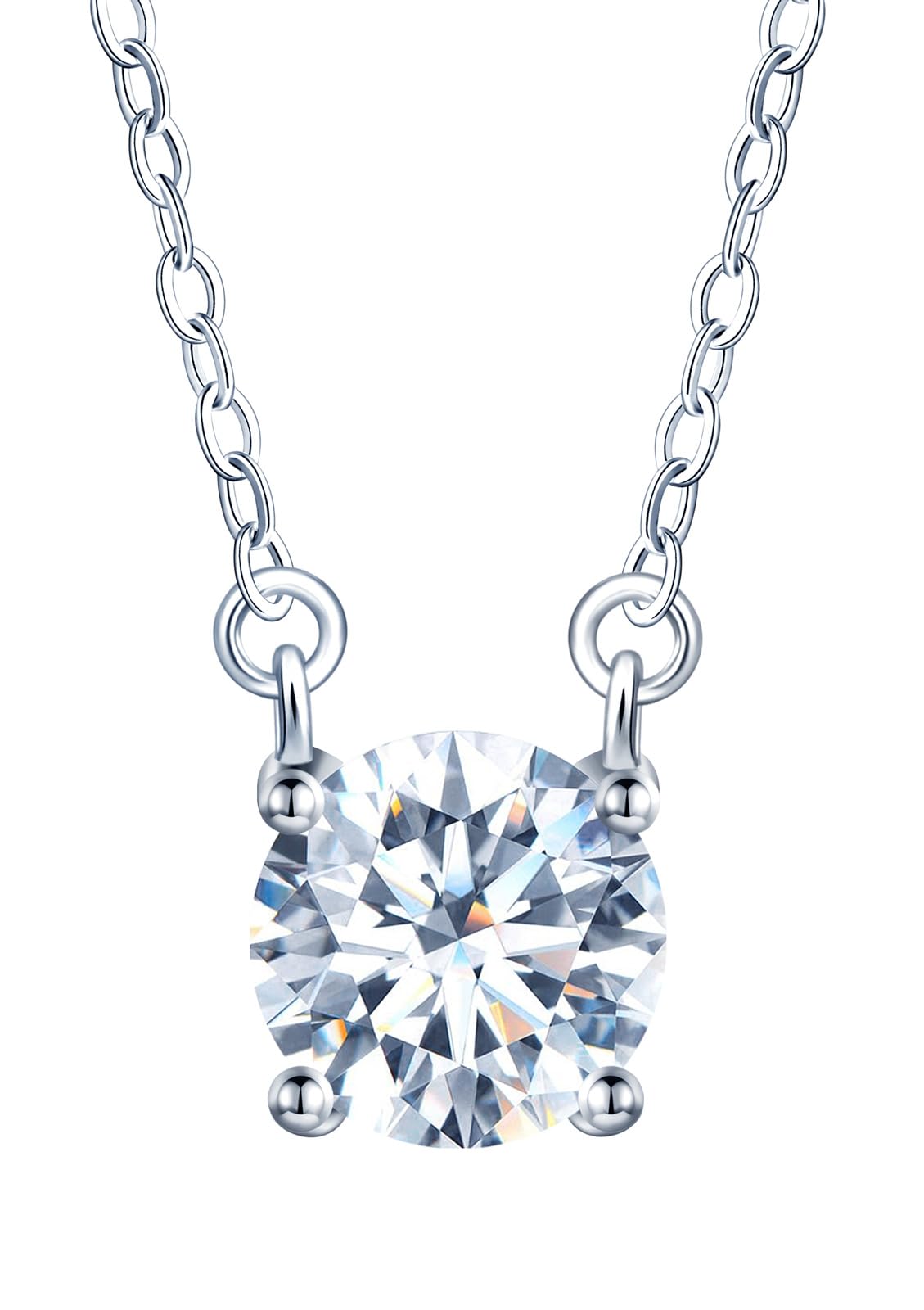 Collar colgante de diamante para mujer: collares de plata 925 con 2 quilates de moissanita - 8mm solitario redondo de color D claridad VVS1 con certificado GRA - joyas de boda y fiesta