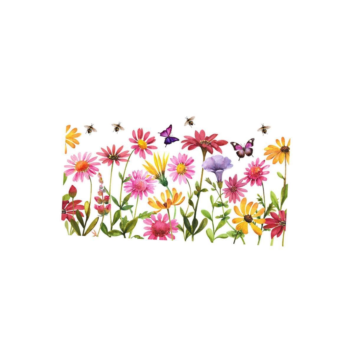 SKKWJEGE Multi-color Flowers Wall Art Decals Window Sticker Removable for Mirrors Window