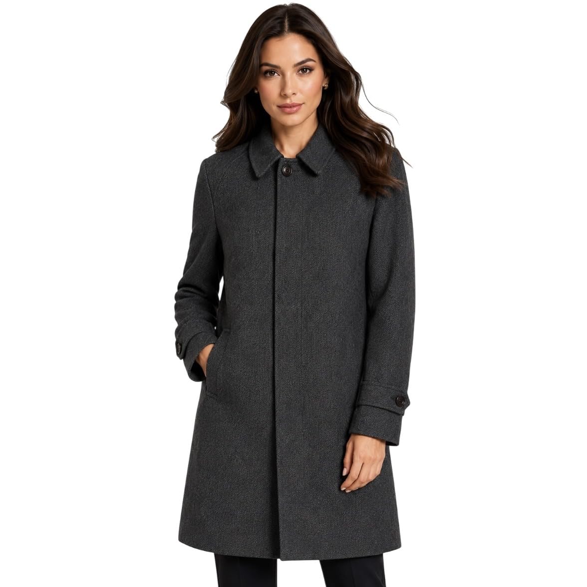 chandre Women's Wool Blend Long Winter Coat with Classic Collar-picture-12