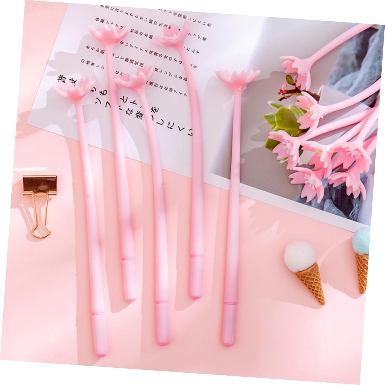LALAFINA 20pezzi Penne Gel Estetiche Rosa Con Motivo Floreale Penne Per Scrittura e Firmare Per Studenti e Insegnanti Materiale Di Alta Qualità e Design Creativo Per Scuola e Ufficio