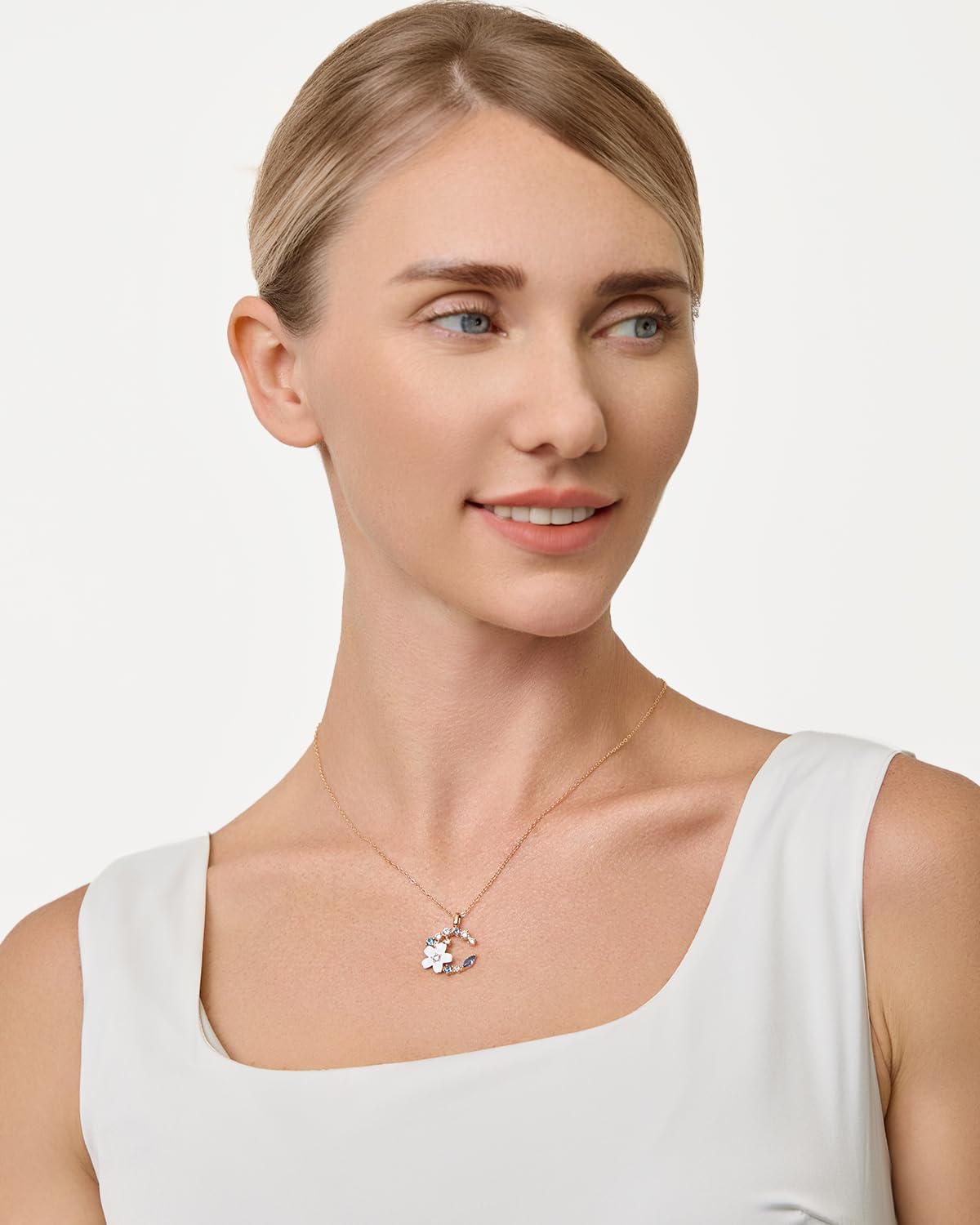 Crescent Moon Butterfly Star Flower Necklaces for Women,Silver Rose gold Pendant, Birthday or Mother's Day Fine Jewelry Anniversary Christmas Gift for Women Wife Mom Girlfriend Lady - Image 2