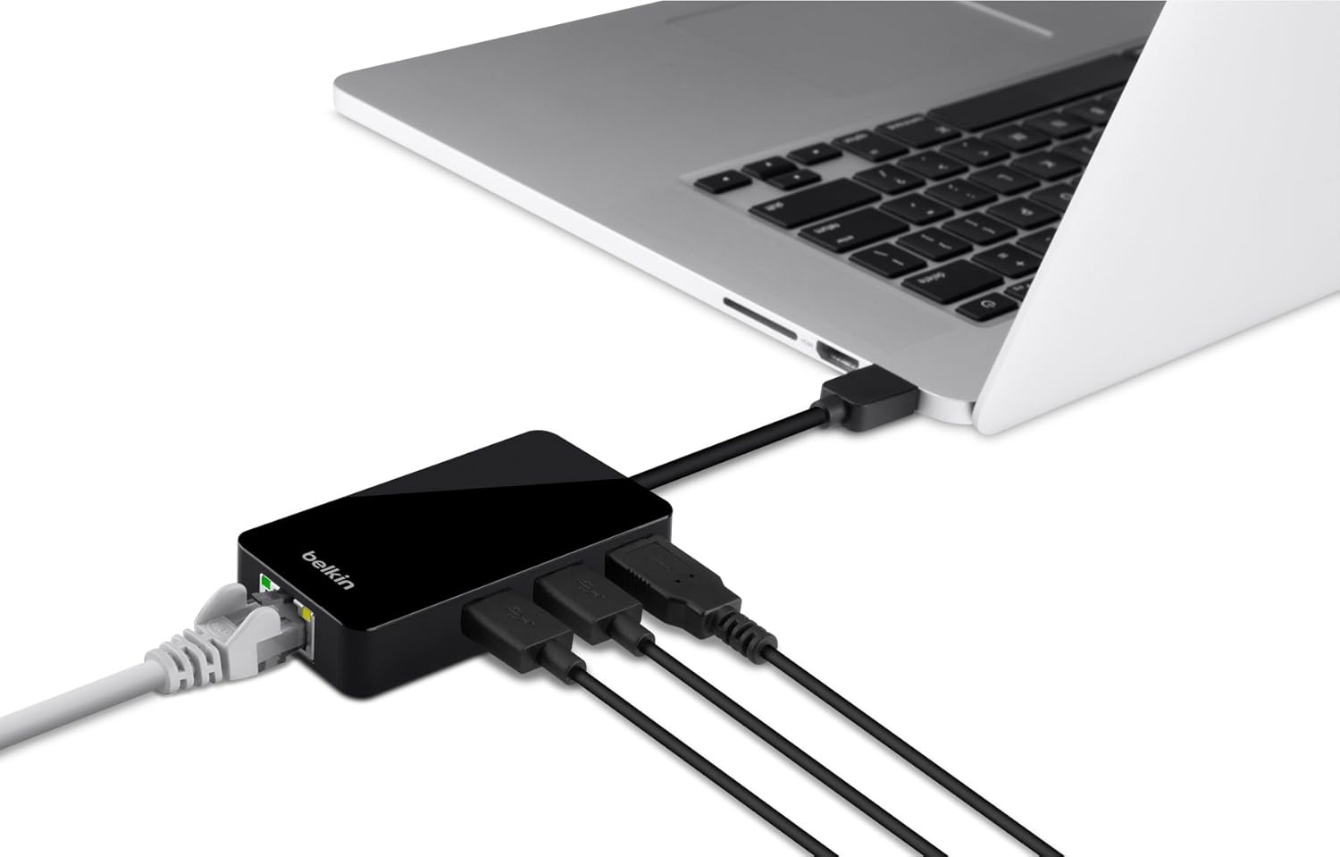 Belkin USB-IF Certified USB 3.0 3-Port Hub with Gigabit Ethernet Adapter, B2B128TT : Electronics