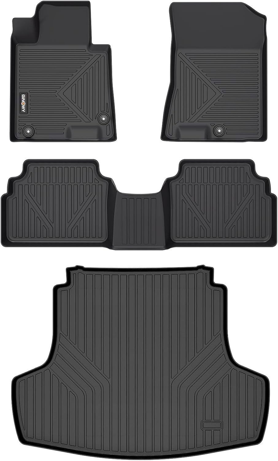 GINOWY-Floor Mats Cargo Liner for Kia K5 2021-2024 2025 (Only FWD Models) for Hyundai Sonata 2020-2025, TPE All Weather 2024 K5 Car Mats, 2024 Sonata Trunk Mat Non-Slip Durable Black