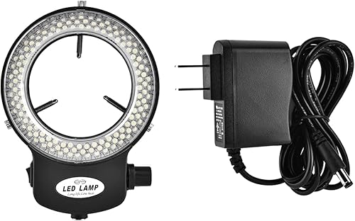 Lámpara de anillo de cámara de microscopio 144 cuentas LED Fuente de luz Brillo Control variable ajustable Iluminación sin sombras (enchufe de EE.
