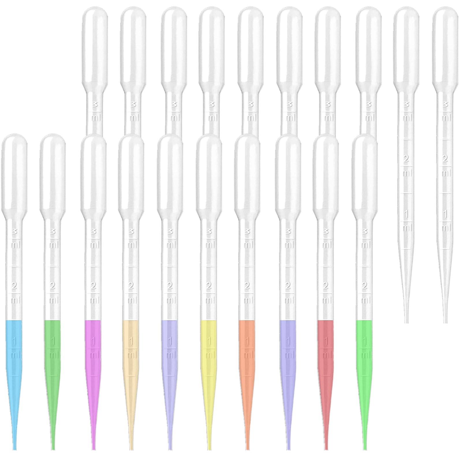 Narremcoy 3ML Plastic Pipettes Dropper, Disposable Transfer Pipettes with Clear Graduated, Eye Dropper for Essential Oils, Home Use, Science Class, Lab Experiments, DIY Art(25)