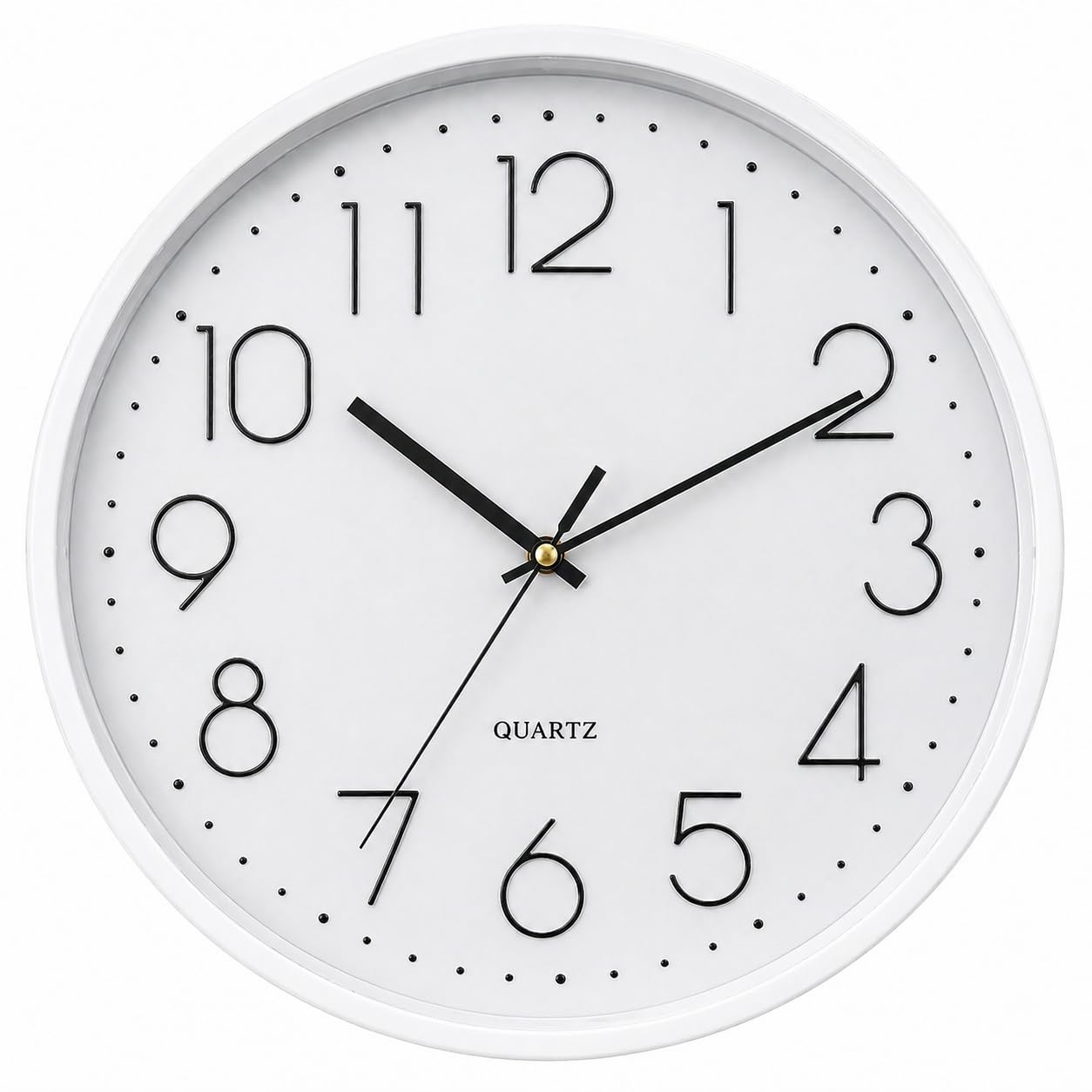 ZHOME Wall Clock 40cm Silent Non Ticking Quartz Battery Operated Modern Decorative Round Wall Clock for Living Room Bedroom Kitchen Office Home Decor Big Easy Read Numbers Minimalist Design (WHITE)