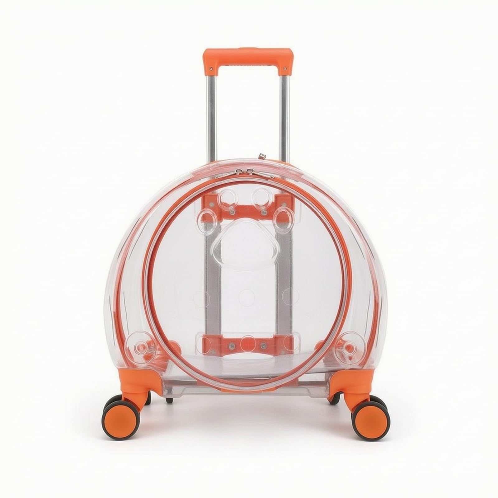 Colcolo Transparenter Reisekäfig für Im Kofferformat mit Rollen Und Griffoptionen Oberer Griff für Kurze Strecken Und Zuggriff für Längere Wege, Orange, 1904-2 Volltransparent Orange
