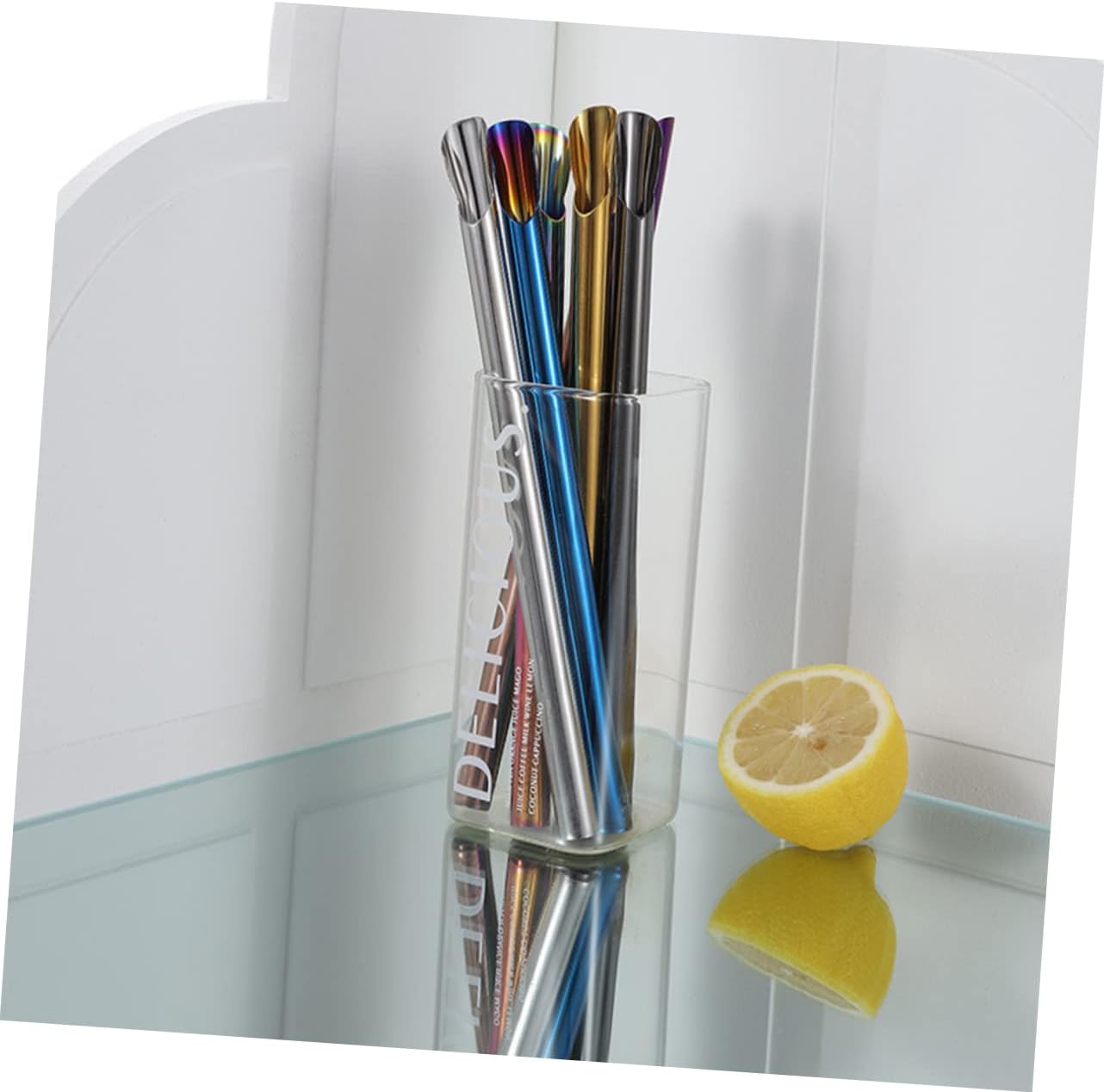 LIFKOME 12pcs Reusable Stainless Steel Stirrers for Milk Tea Smoothies Ice Sundaes