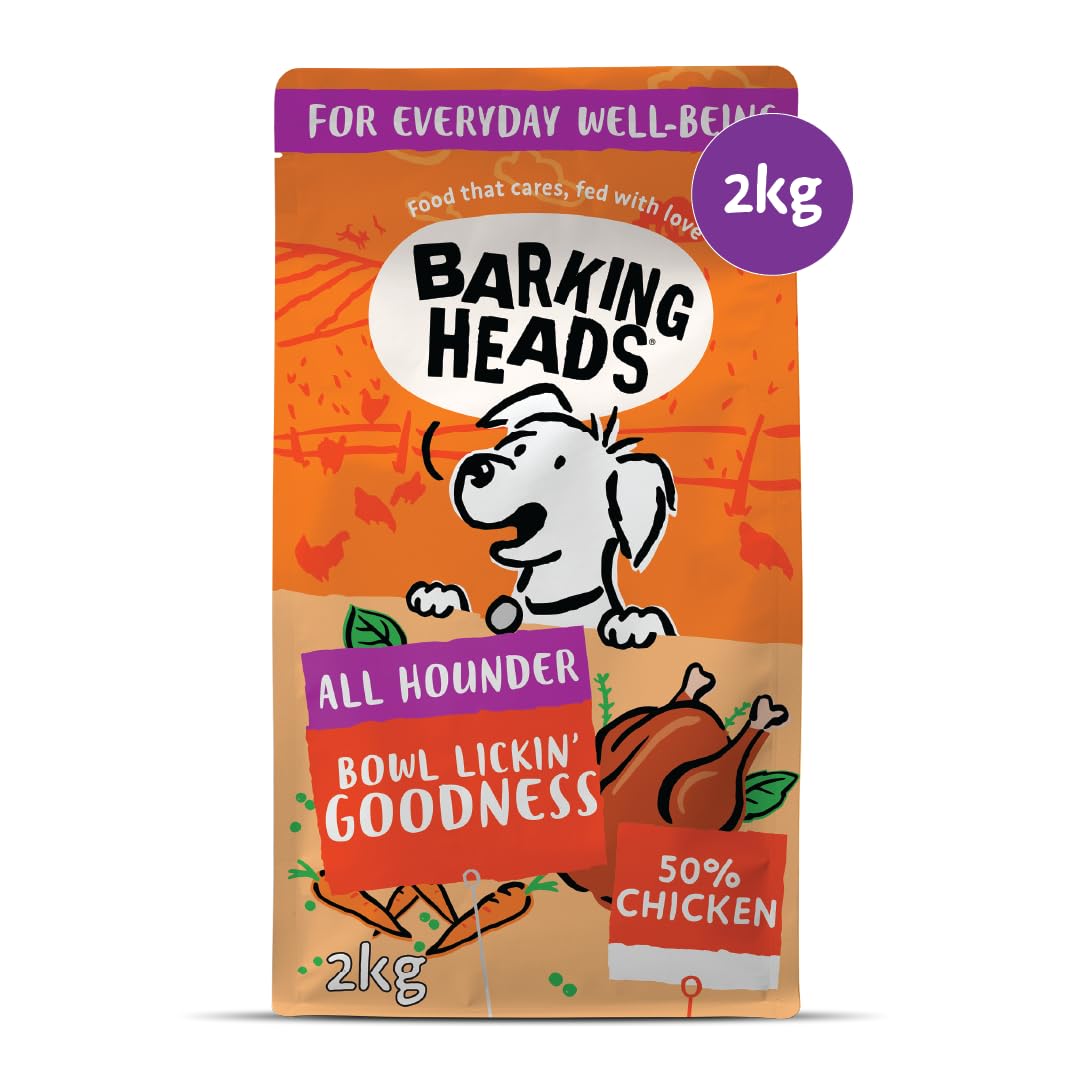 Barking Heads Complete Dry Dog Food - Adult All Hounder Bowl Lickin' Goodness Chicken - Natural Everyday Immunity & Vitality - Vet Approved (2 KG (Pack of 1))