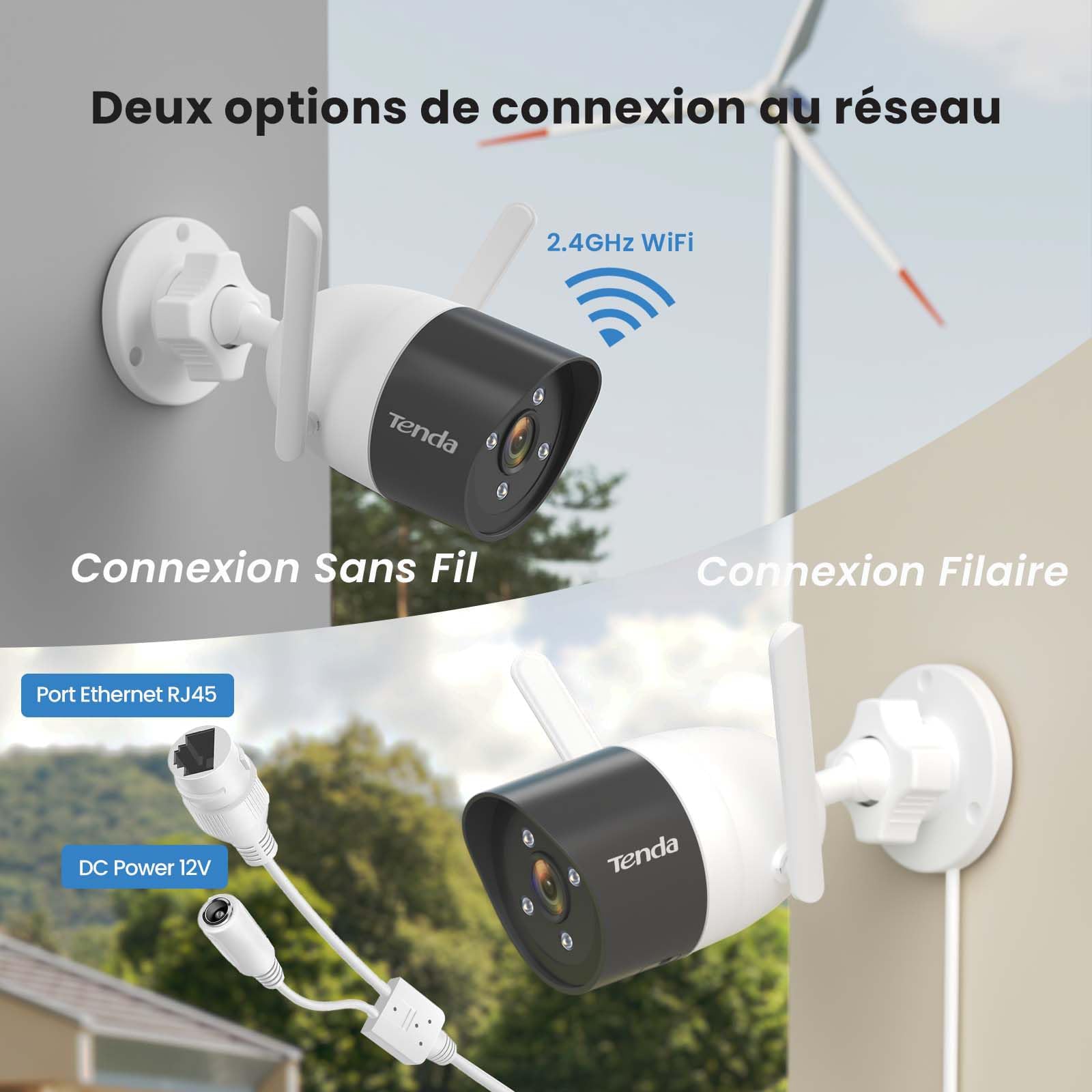 Tenda CP7 V2.0 caméra de surveillance intérieure, audio bidirectionnel, 5 MP, vision nocturne, alarme sonore et lumineuse, suivi de mouvement, pour animaux de compagnie, caméra pour bébé, Alexa